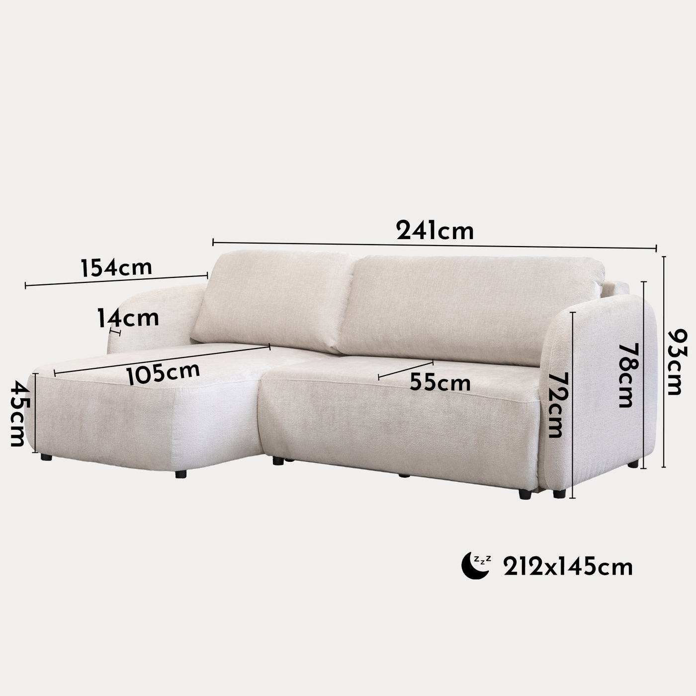 DRIXY Canapé d'angle convertible avec coffre en tissu beige - Angle gauche