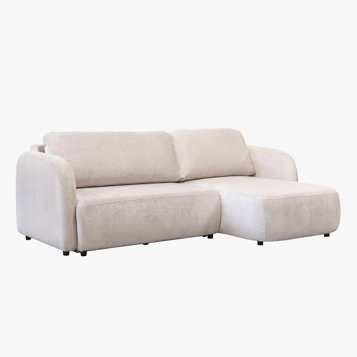 DRIXY Canapé d'angle convertible avec coffre en tissu beige - Angle droit
