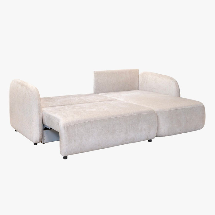 DRIXY Canapé d'angle convertible avec coffre en tissu beige - Angle droit