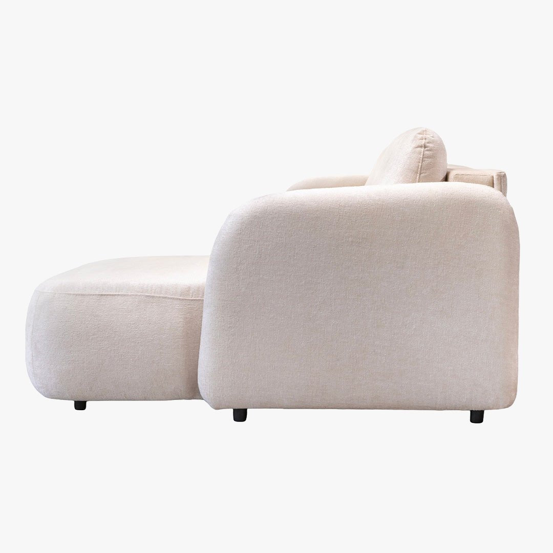 DRIXY Canapé d'angle convertible avec coffre en tissu beige - Angle droit - Canapé d'angle convertible - Mobilier Deco