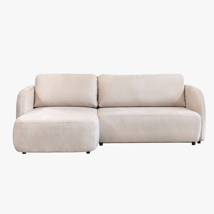 DRIXY Canapé d'angle convertible avec coffre en tissu beige - Angle gauche