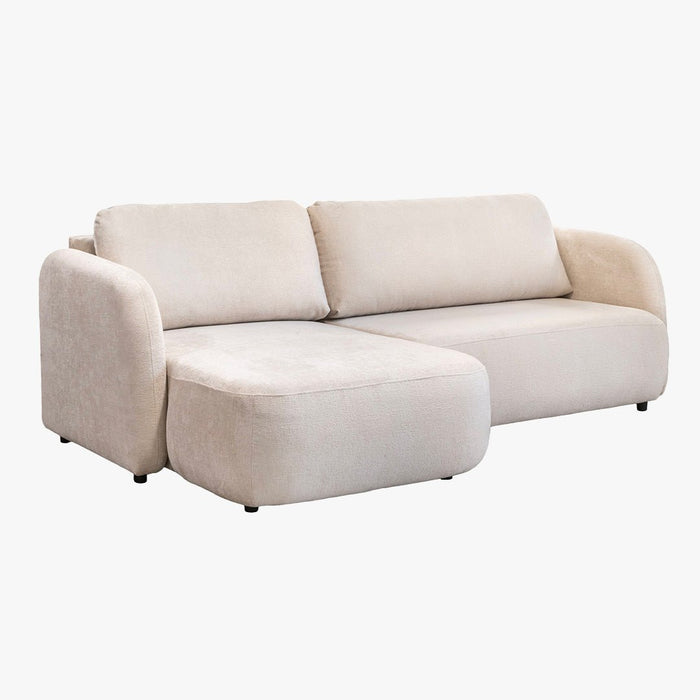 DRIXY Canapé d'angle convertible avec coffre en tissu beige - Angle gauche