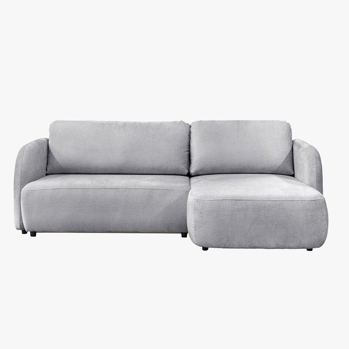 DRIXY Canapé d'angle convertible avec coffre en tissu gris - Angle droit