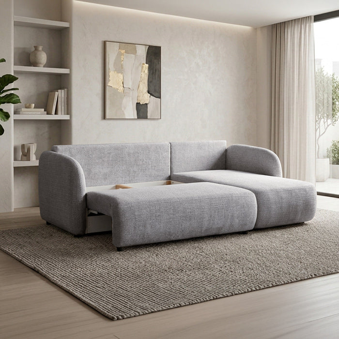 DRIXY Canapé d'angle convertible avec coffre en tissu gris - Angle droit