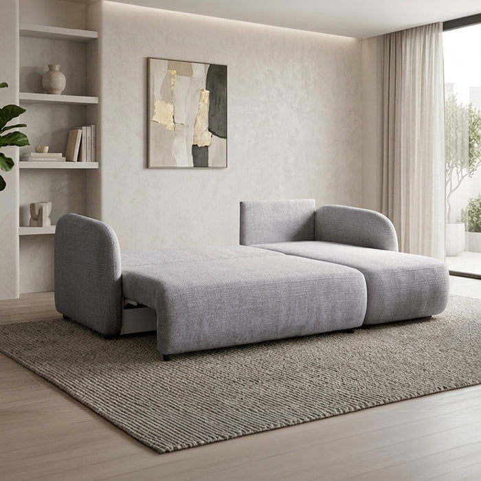 DRIXY Canapé d'angle convertible avec coffre en tissu gris - Angle droit
