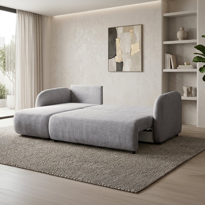 DRIXY Canapé d'angle convertible avec coffre en tissu gris - Angle gauche