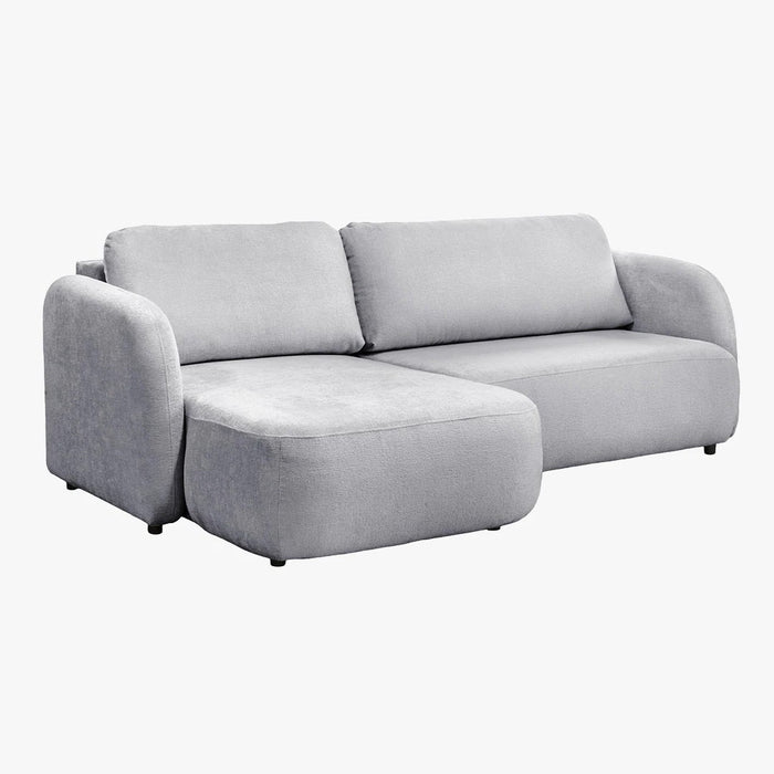 DRIXY Canapé d'angle convertible avec coffre en tissu gris - Angle gauche