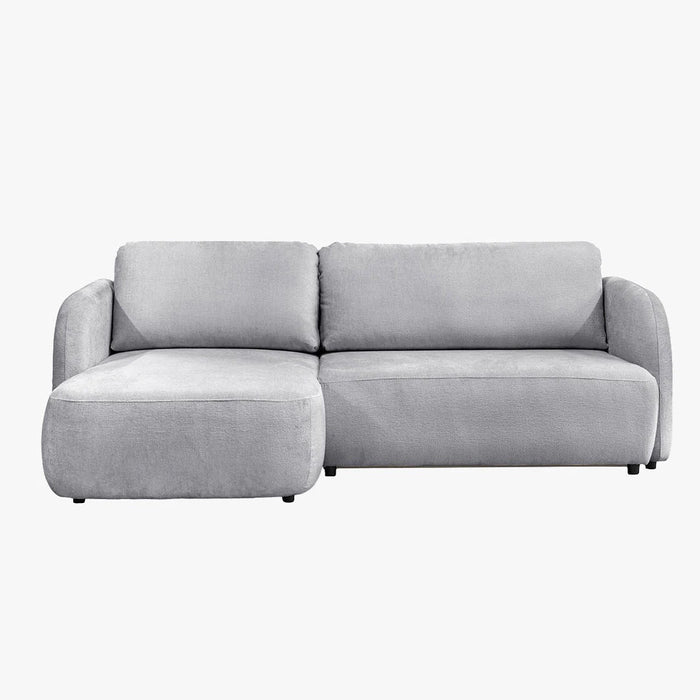 DRIXY Canapé d'angle convertible avec coffre en tissu gris - Angle gauche