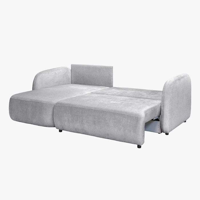 DRIXY Canapé d'angle convertible avec coffre en tissu gris - Angle gauche