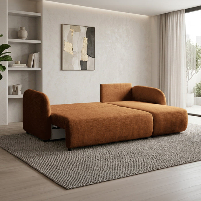 DRIXY Canapé d'angle convertible avec coffre en tissu orange - Angle droit