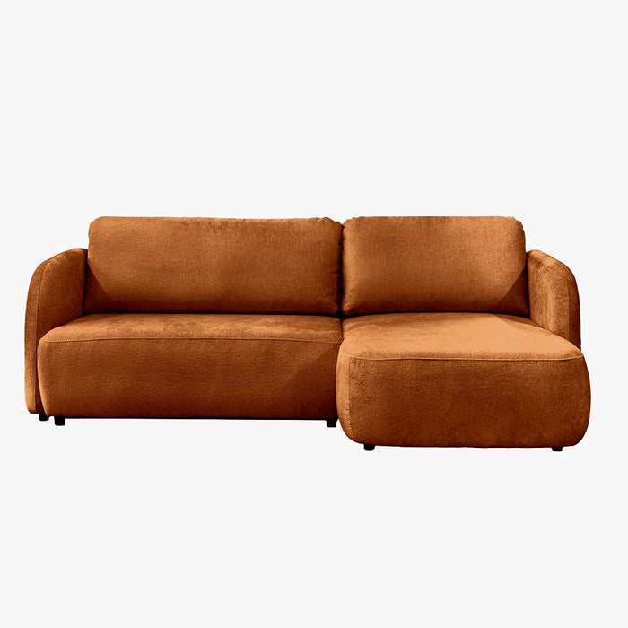 DRIXY Canapé d'angle convertible avec coffre en tissu orange - Angle droit