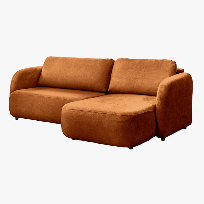 DRIXY Canapé d'angle convertible avec coffre en tissu orange - Angle droit