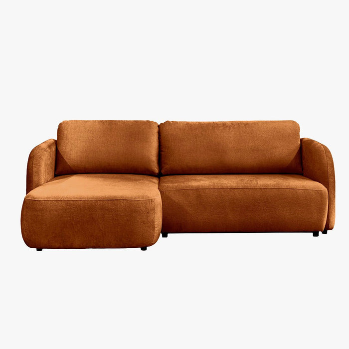 DRIXY Canapé d'angle convertible avec coffre en tissu orange - Angle gauche
