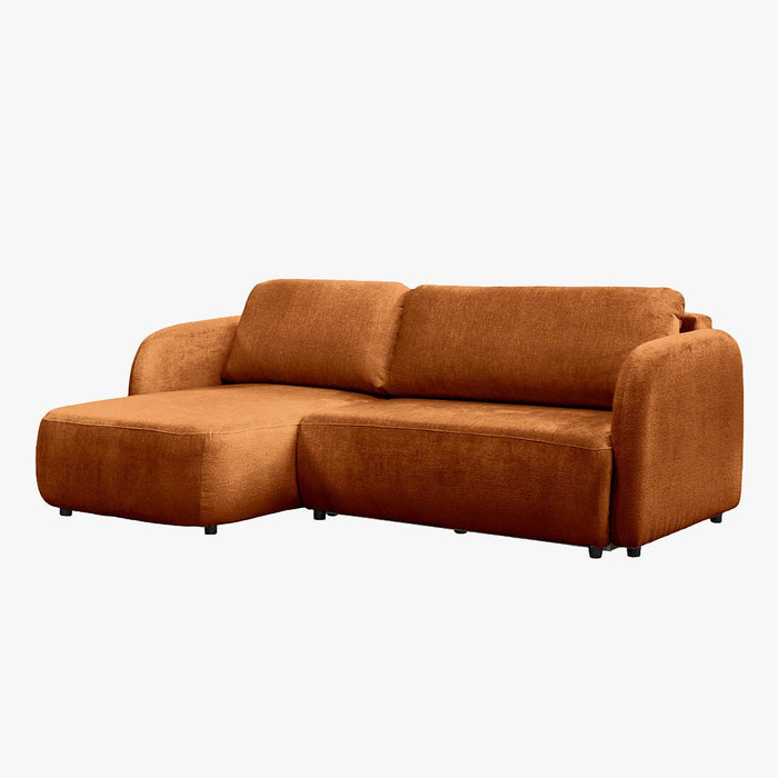 DRIXY Canapé d'angle convertible avec coffre en tissu orange - Angle gauche
