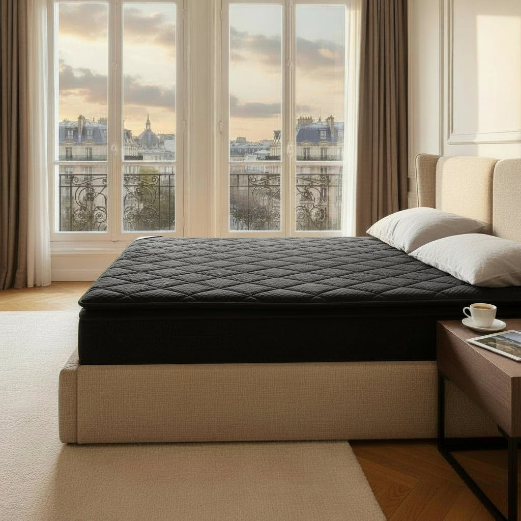 DUBAI BLACK Matelas mémoire de forme et ressorts ensachés 140x190 cm épaisseur 33 cm