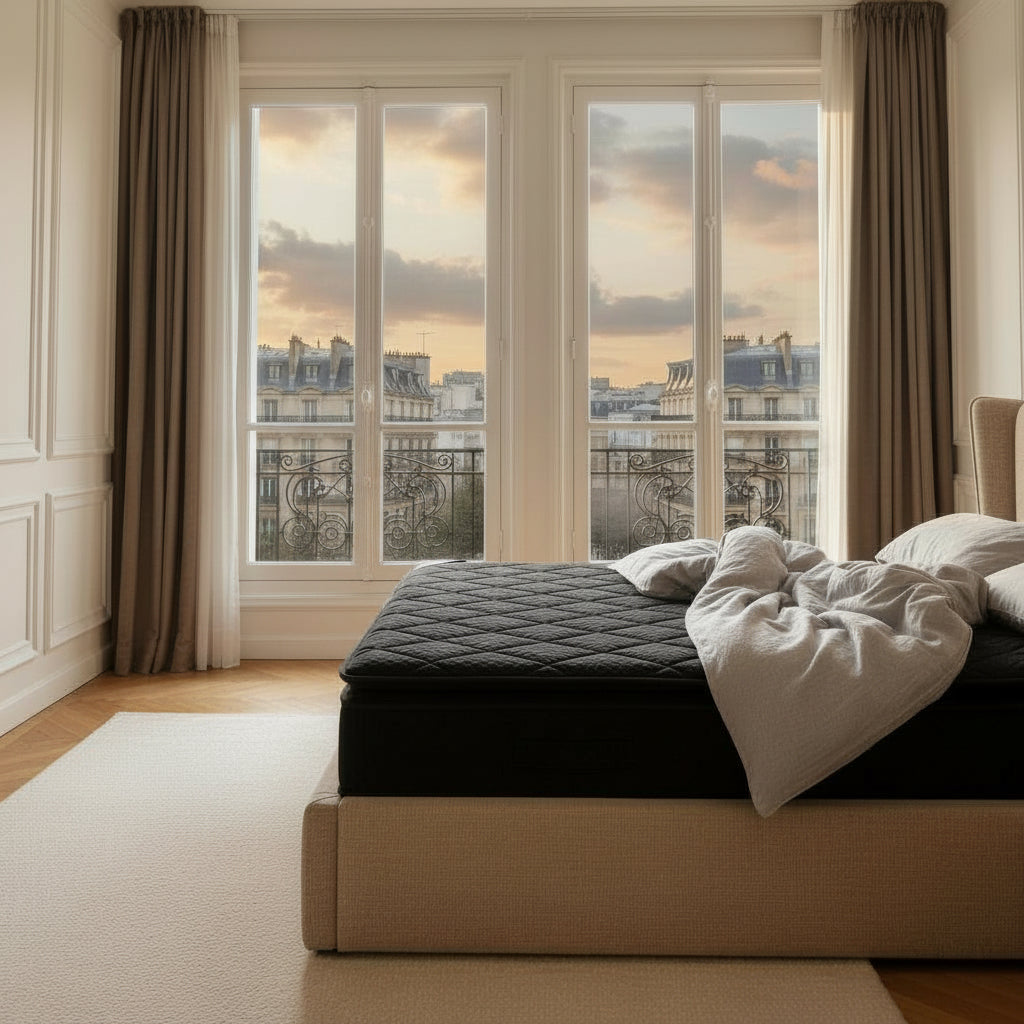 DUBAI BLACK Matelas mémoire de forme et ressorts ensachés 140x190 cm épaisseur 33 cm