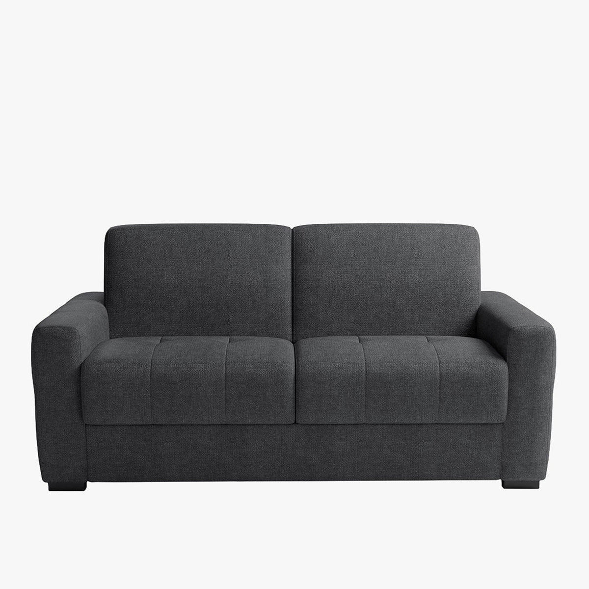 DYLANE Canapé 3 places convertible tissu capitonné gris anthracite matelas 22 cm - Canapés convertibles - Mobilier Deco