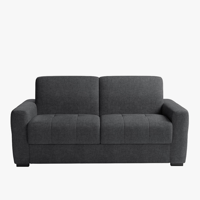 DYLANE Canapé 3 places convertible tissu capitonné gris anthracite matelas 22 cm