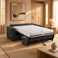 DYLANE Canapé 3 places convertible tissu capitonné gris anthracite matelas 22 cm