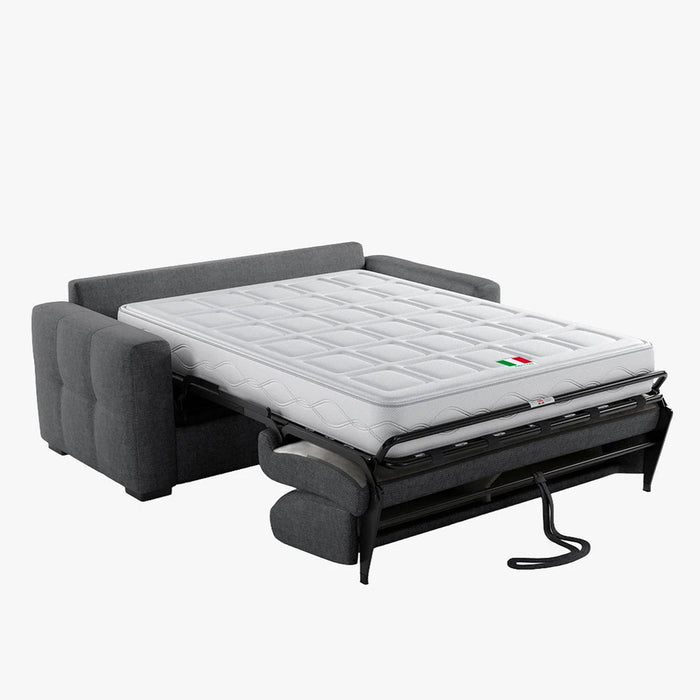 DYLANE Canapé 3 places convertible tissu capitonné gris anthracite matelas 22 cm