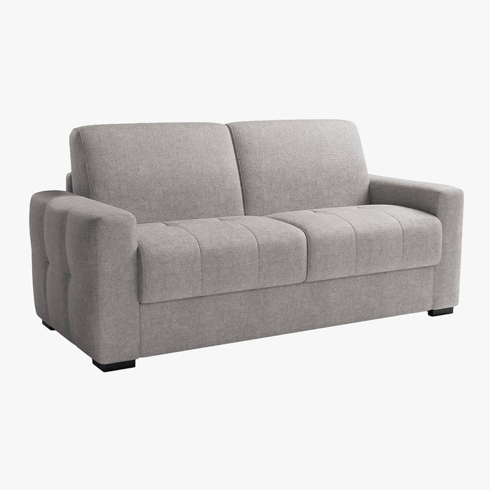 DYLANE Canapé 3 places convertible tissu capitonné gris clair matelas 22 cm