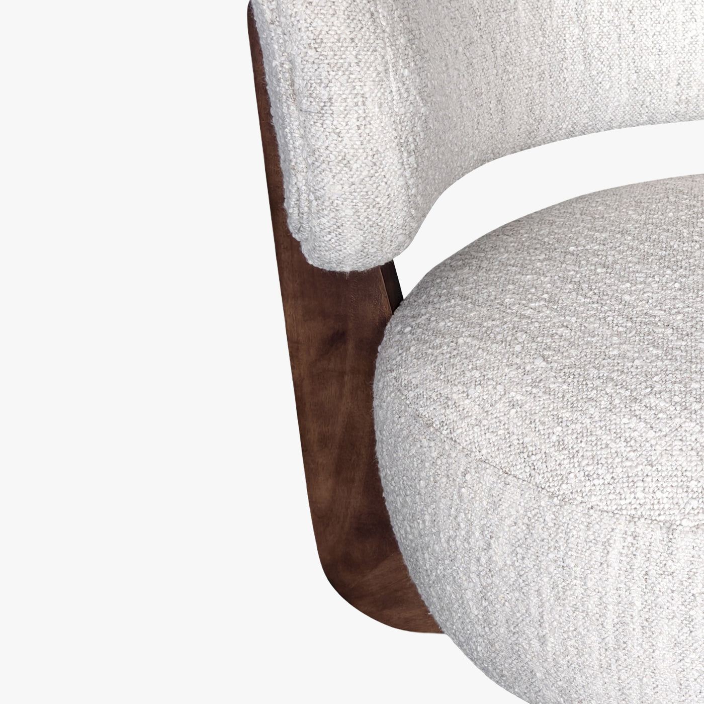 ESTER Fauteuil en tissu blanc écru pieds en bois foncé