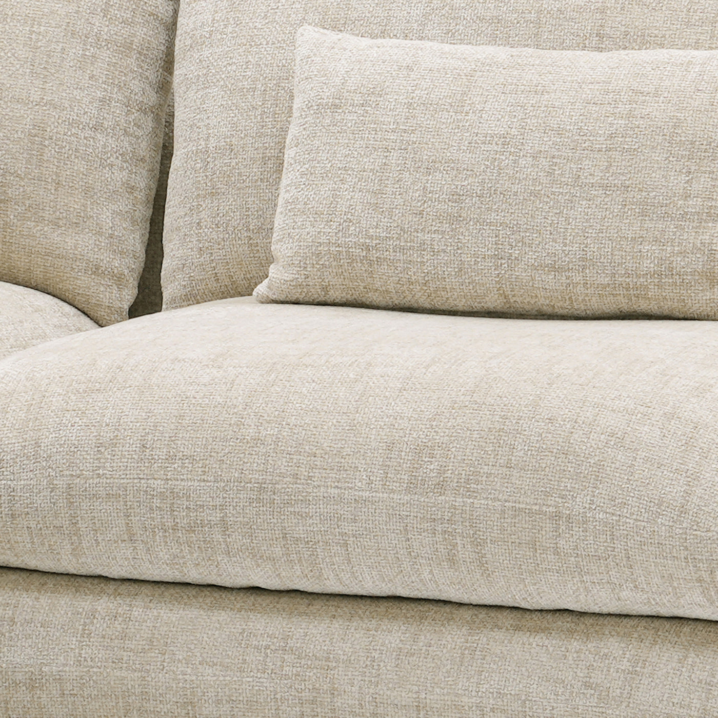 KENDAL Canapé d'angle en tissu beige - Angle gauche