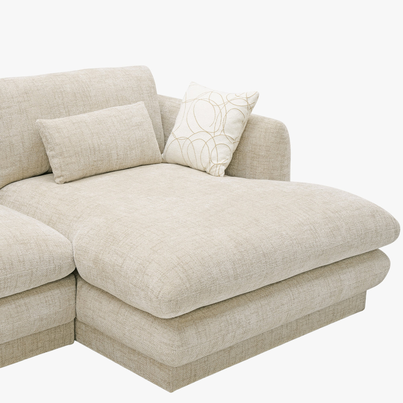 KENDAL Canapé d'angle en tissu beige - Angle droit