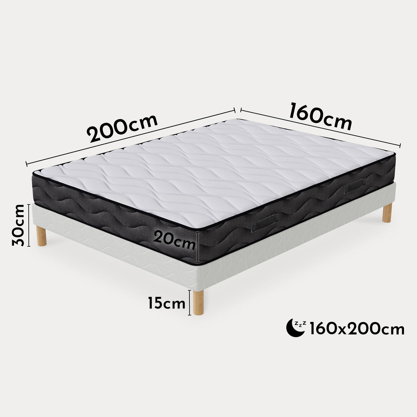 EDEN Ensemble sommier + matelas 20 cm 160x200