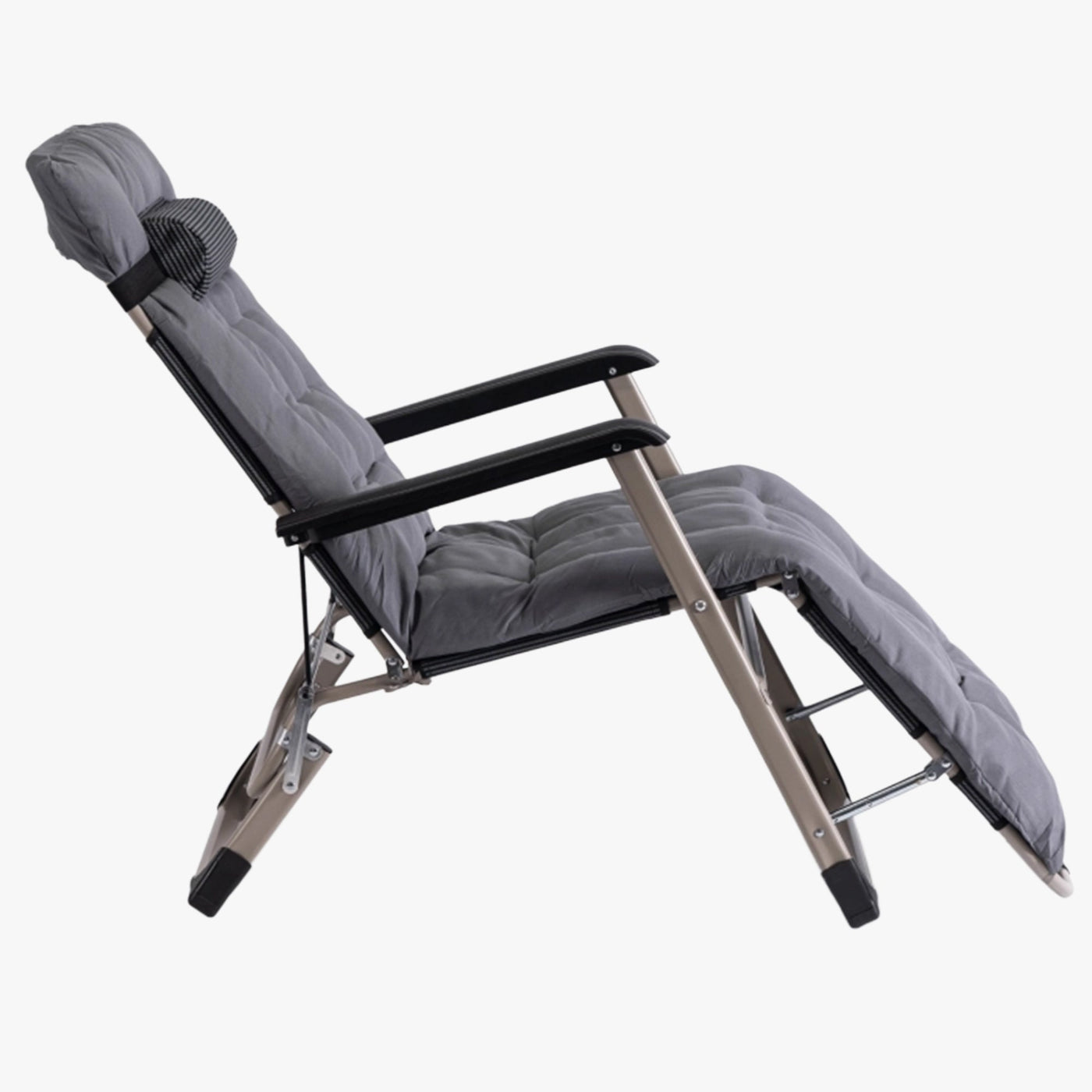 EDISON Fauteuil inclinable en tissu gris pieds en métal beige - Mobilier de jardin - Mobilier Deco