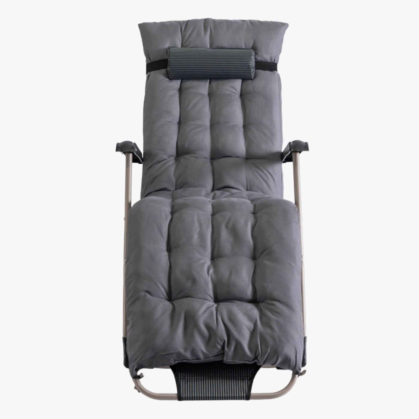 EDISON Fauteuil inclinable en tissu gris pieds en métal beige
