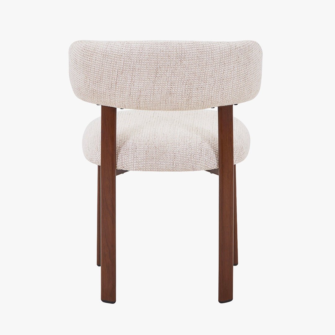 EFILIA Lot de 2 chaises en tissu beige pieds couleur bois foncé - Chaise de repas - Mobilier Deco