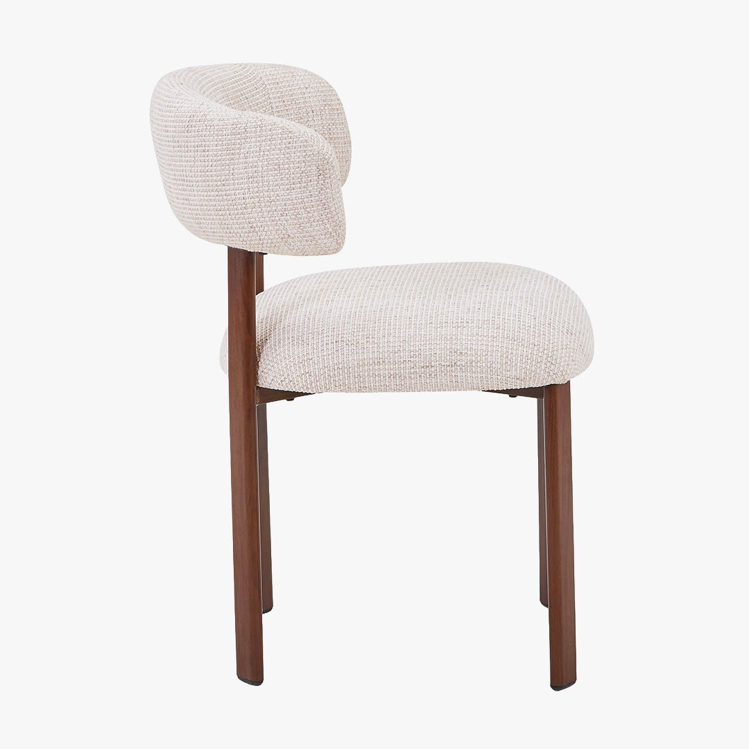 EFILIA Lot de 2 chaises en tissu beige pieds couleur bois foncé - Chaise de repas - Mobilier Deco