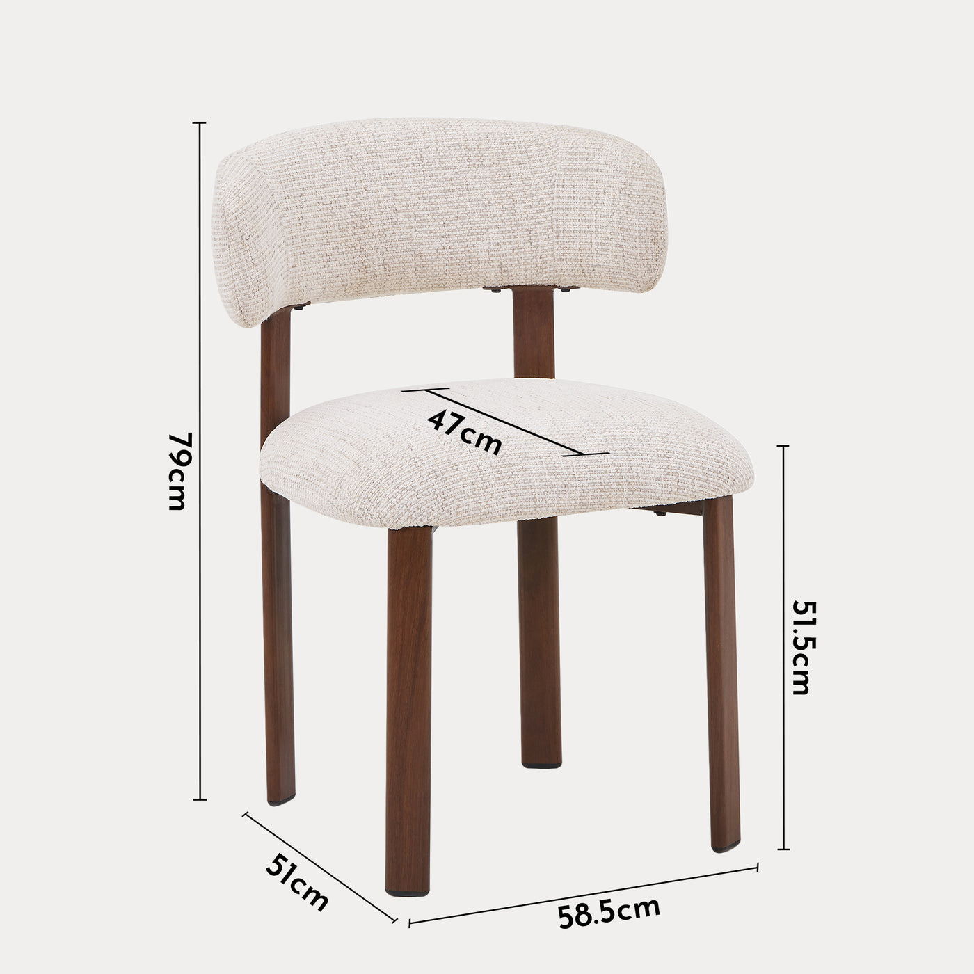 EFILIA Lot de 2 chaises en tissu beige pieds couleur bois foncé