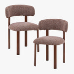 EFILIA Lot de 2 chaises en tissu marron pieds couleur bois foncé - Chaise de repas - Mobilier Deco