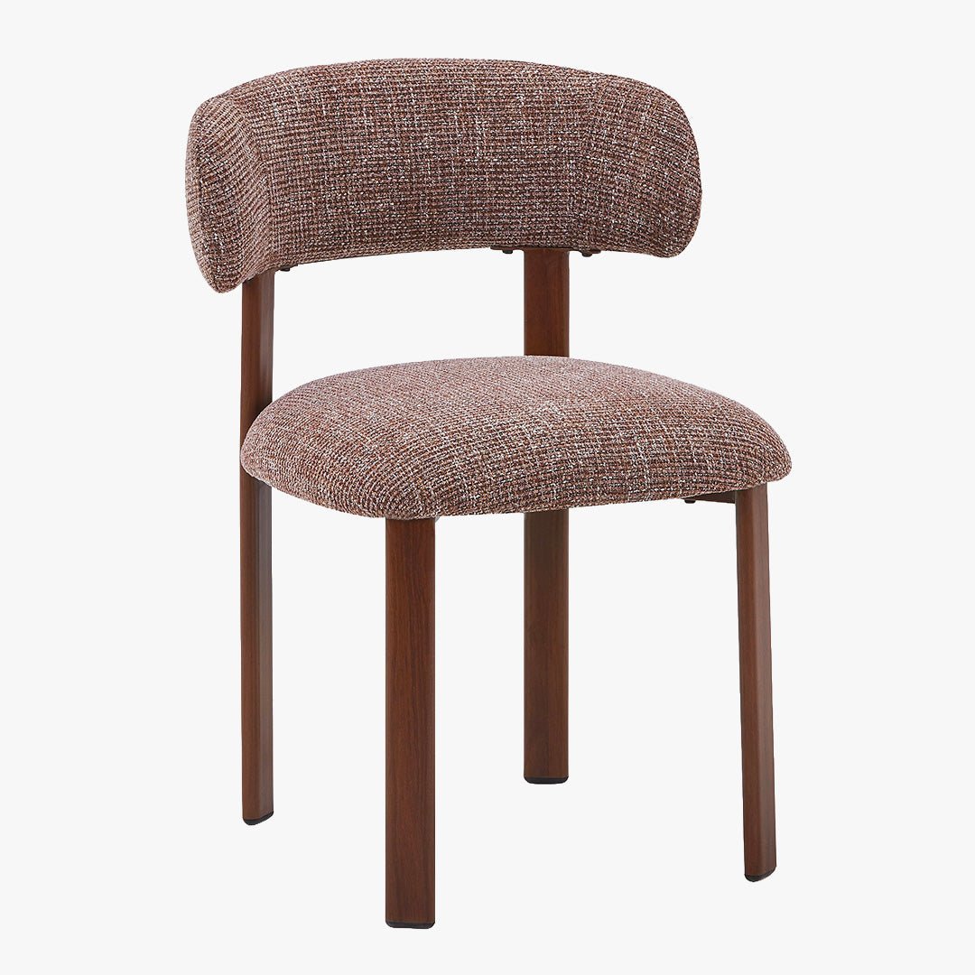 EFILIA Lot de 2 chaises en tissu marron pieds couleur bois foncé - Chaise de repas - Mobilier Deco