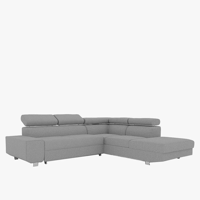 EIDEN Canapé d'angle convertible avec coffre en tissu gris clair - Angle droit