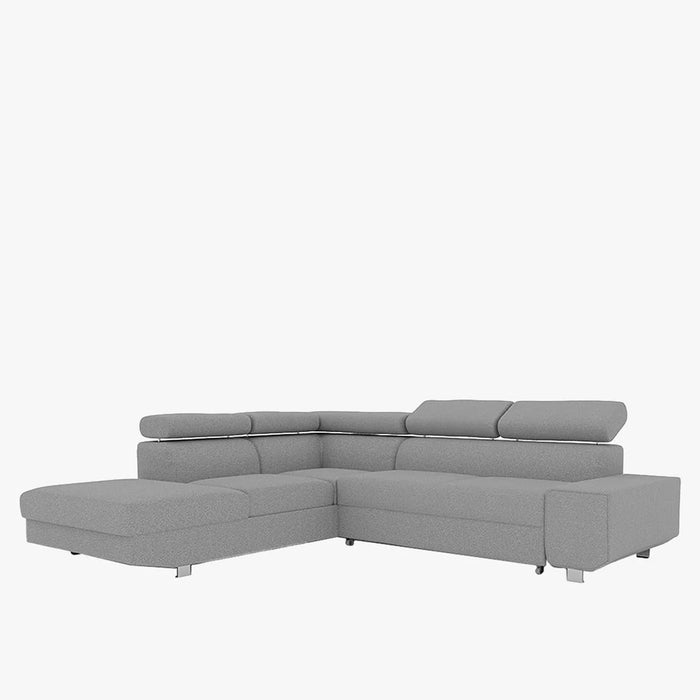 EIDEN Canapé d'angle convertible avec coffre en tissu gris clair - Angle gauche