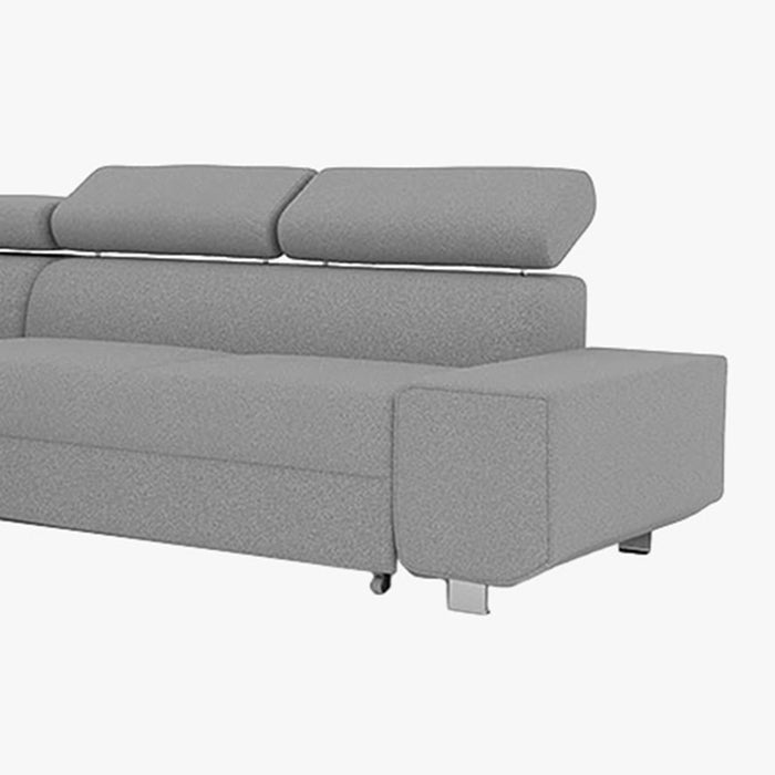 EIDEN Canapé d'angle convertible avec coffre en tissu gris clair - Angle gauche