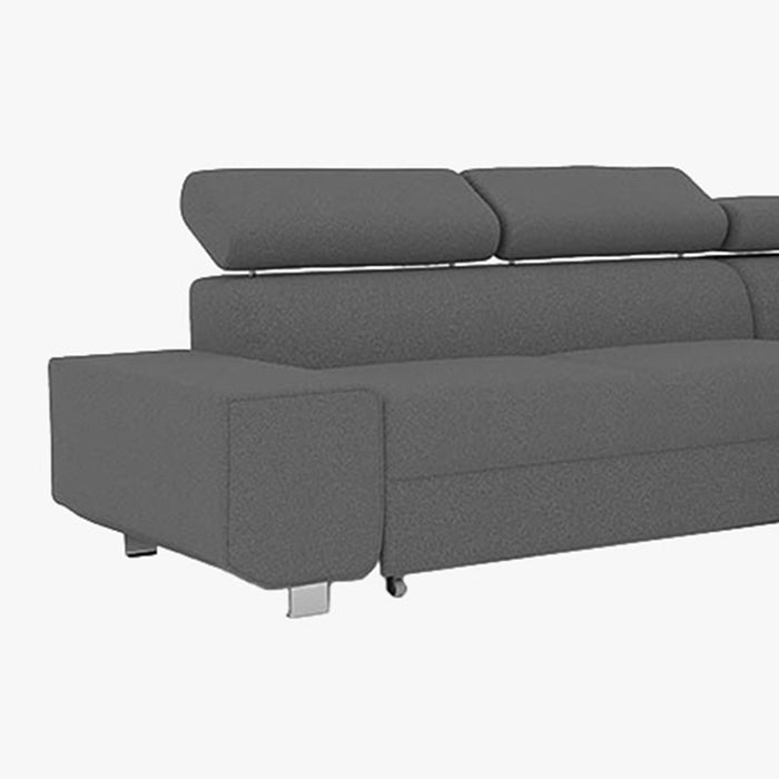 EIDEN Canapé d'angle convertible avec coffre en tissu gris foncé - Angle droit
