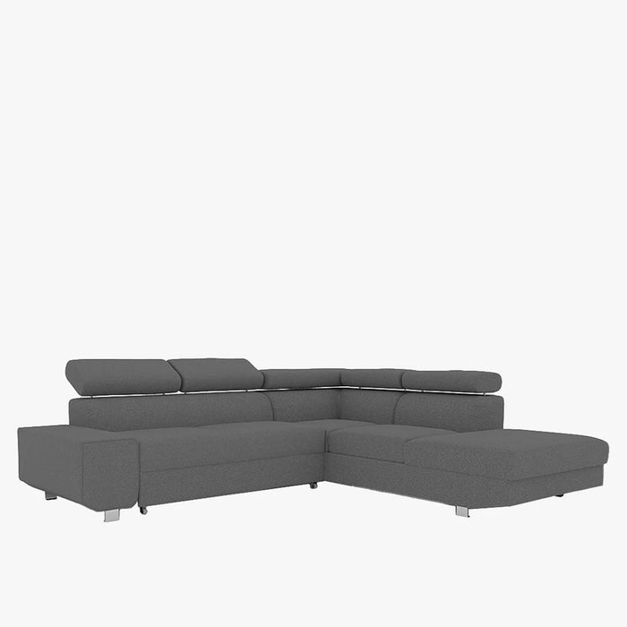 EIDEN Canapé d'angle convertible avec coffre en tissu gris foncé - Angle droit