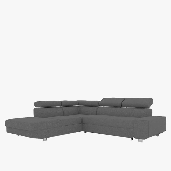 EIDEN Canapé d'angle convertible avec coffre en tissu gris foncé - Angle gauche
