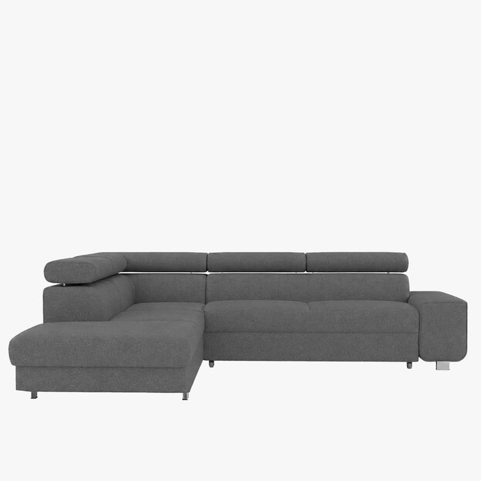 EIDEN Canapé d'angle convertible avec coffre en tissu gris foncé - Angle gauche