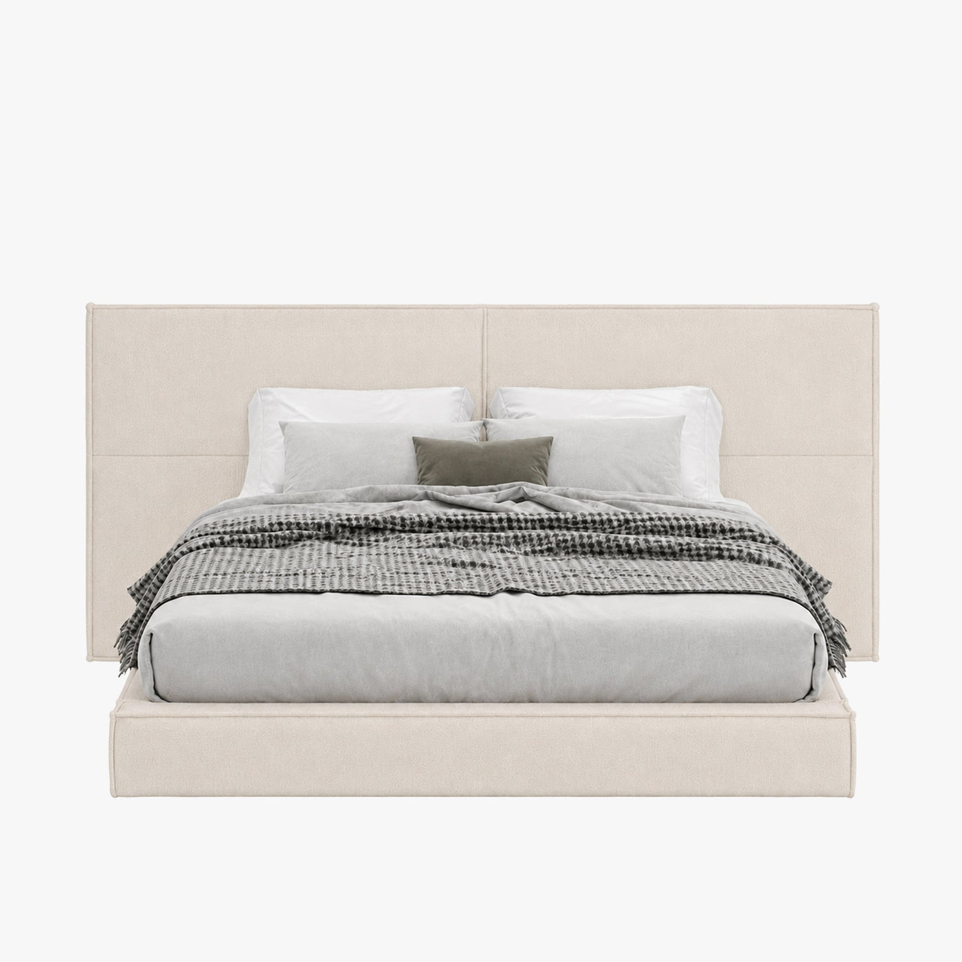 ELANA Lit double en tissu beige avec coffre 140x190 cm - Lits - Mobilier Deco