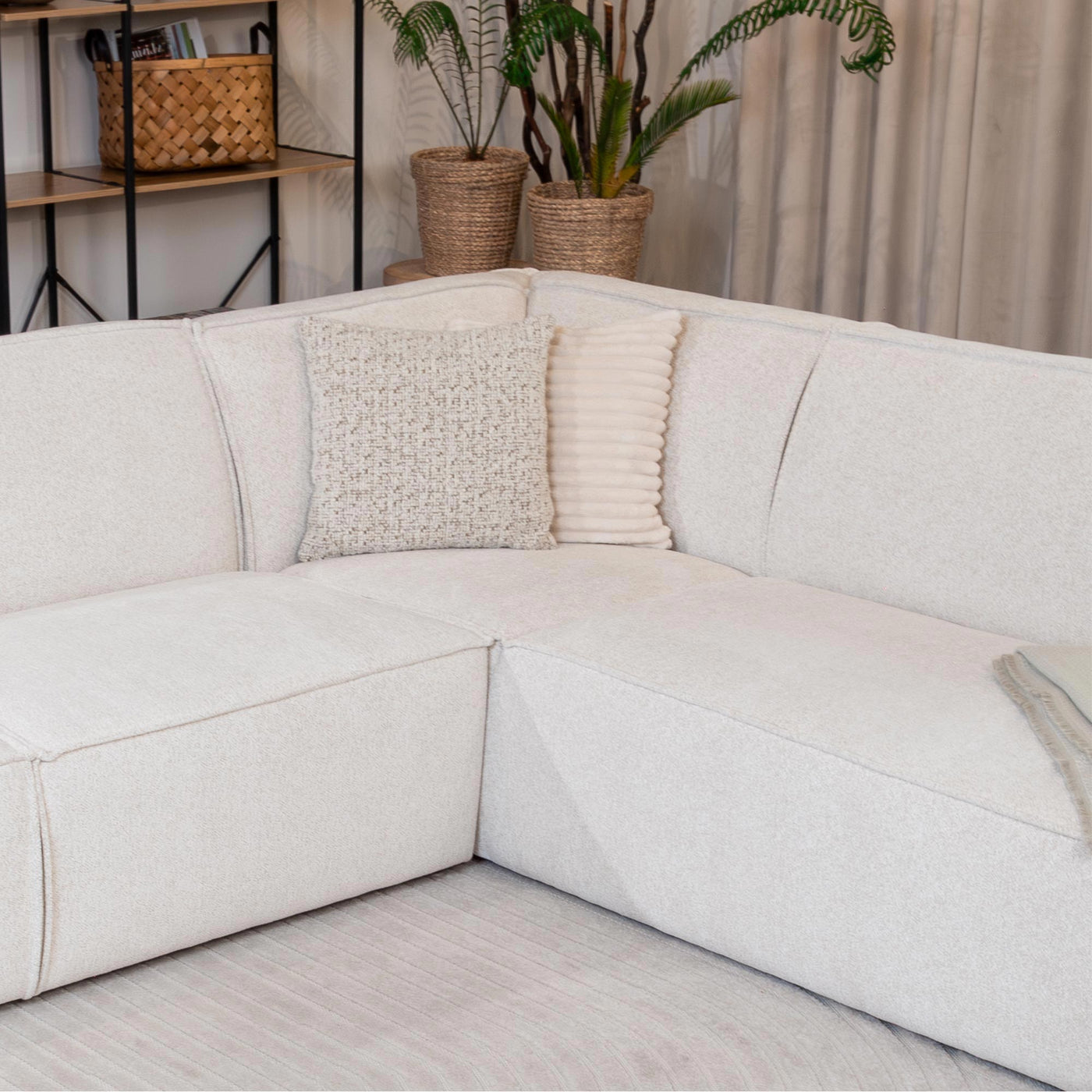 ELIA Canapé d'angle en tissu beige - Angle droit