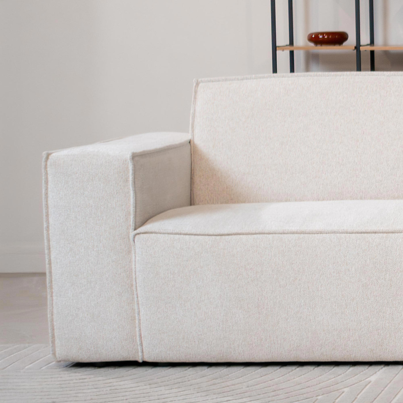 ELIA Canapé d'angle en tissu beige - Angle droit