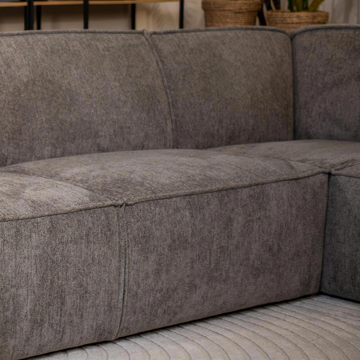 ELIA Canapé d'angle en tissu gris- Angle droit