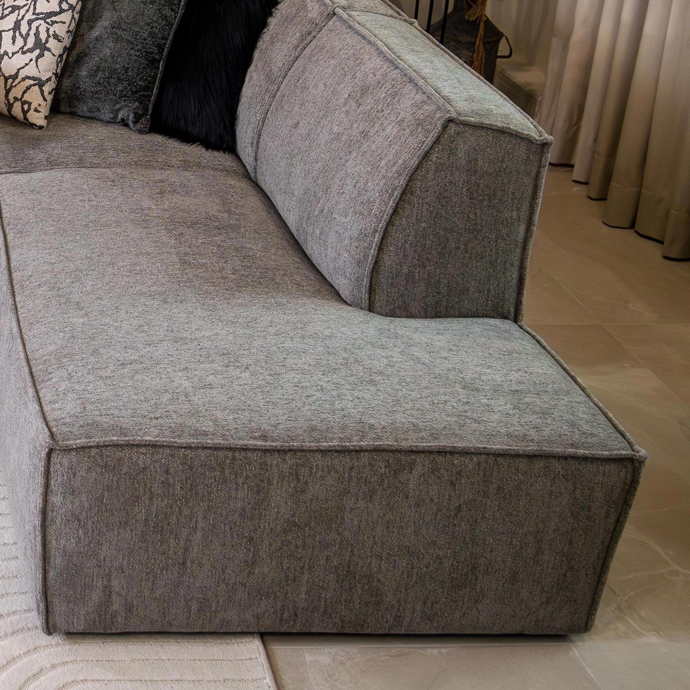 ELIA Canapé d'angle en tissu gris- Angle droit