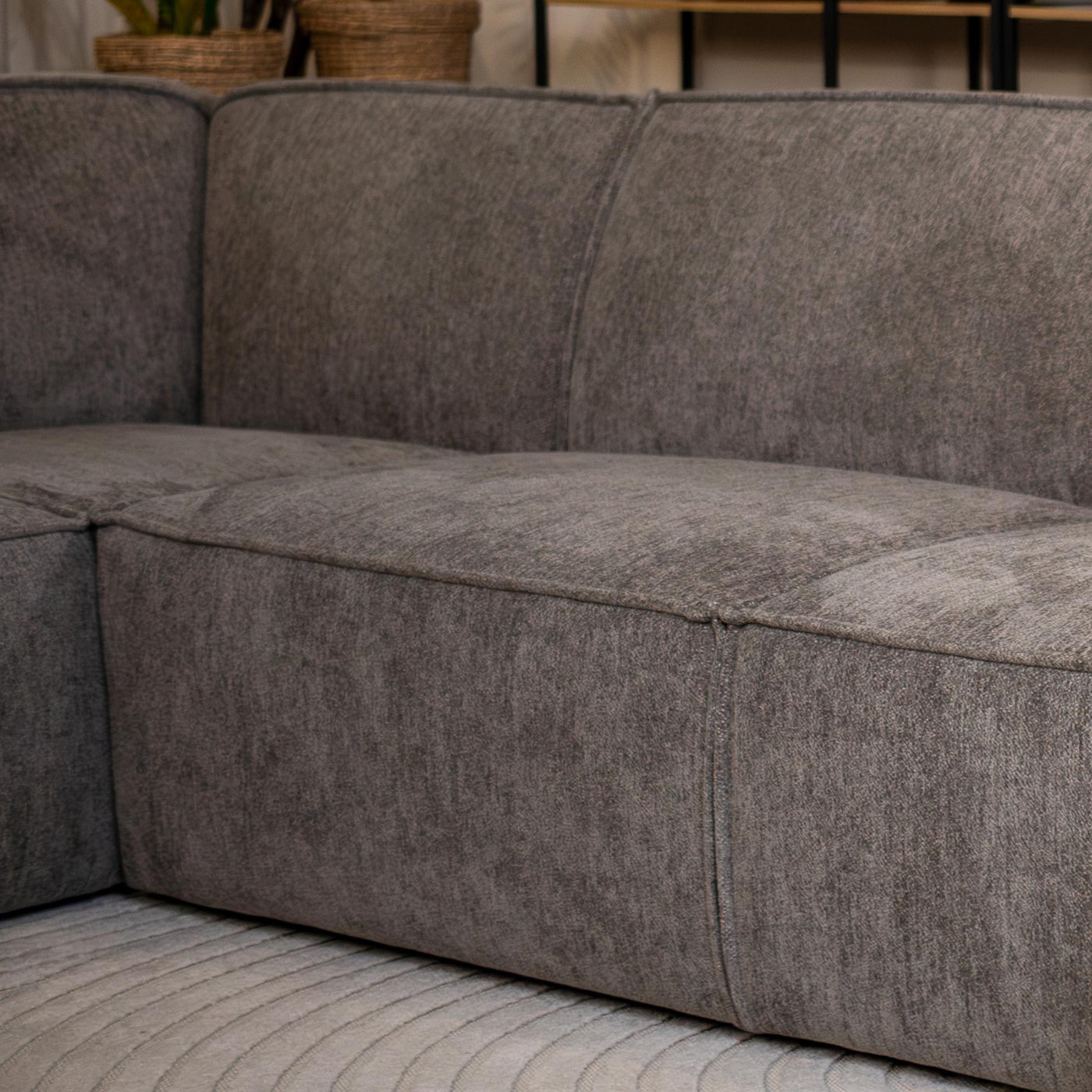 ELIA Canapé d'angle en tissu gris- Angle gauche