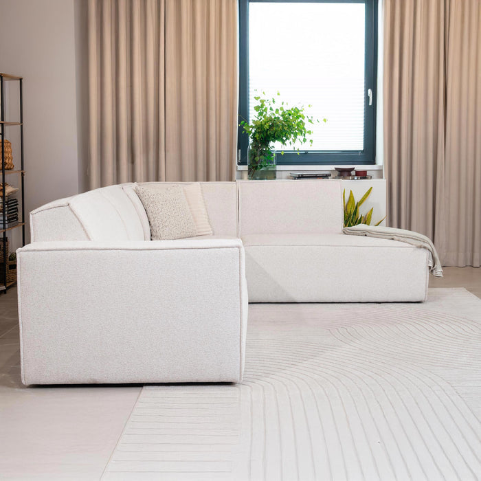 ELIA Canapé d'angle en tissu beige - Angle droit